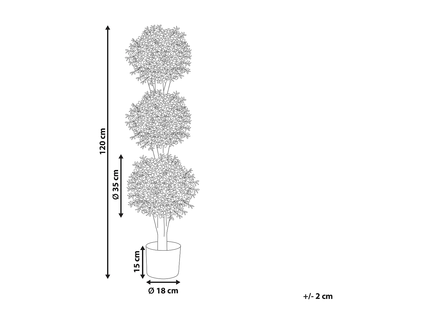 Kunstpflanze im Blumentopf 120 cm BUXUS BALL TREE