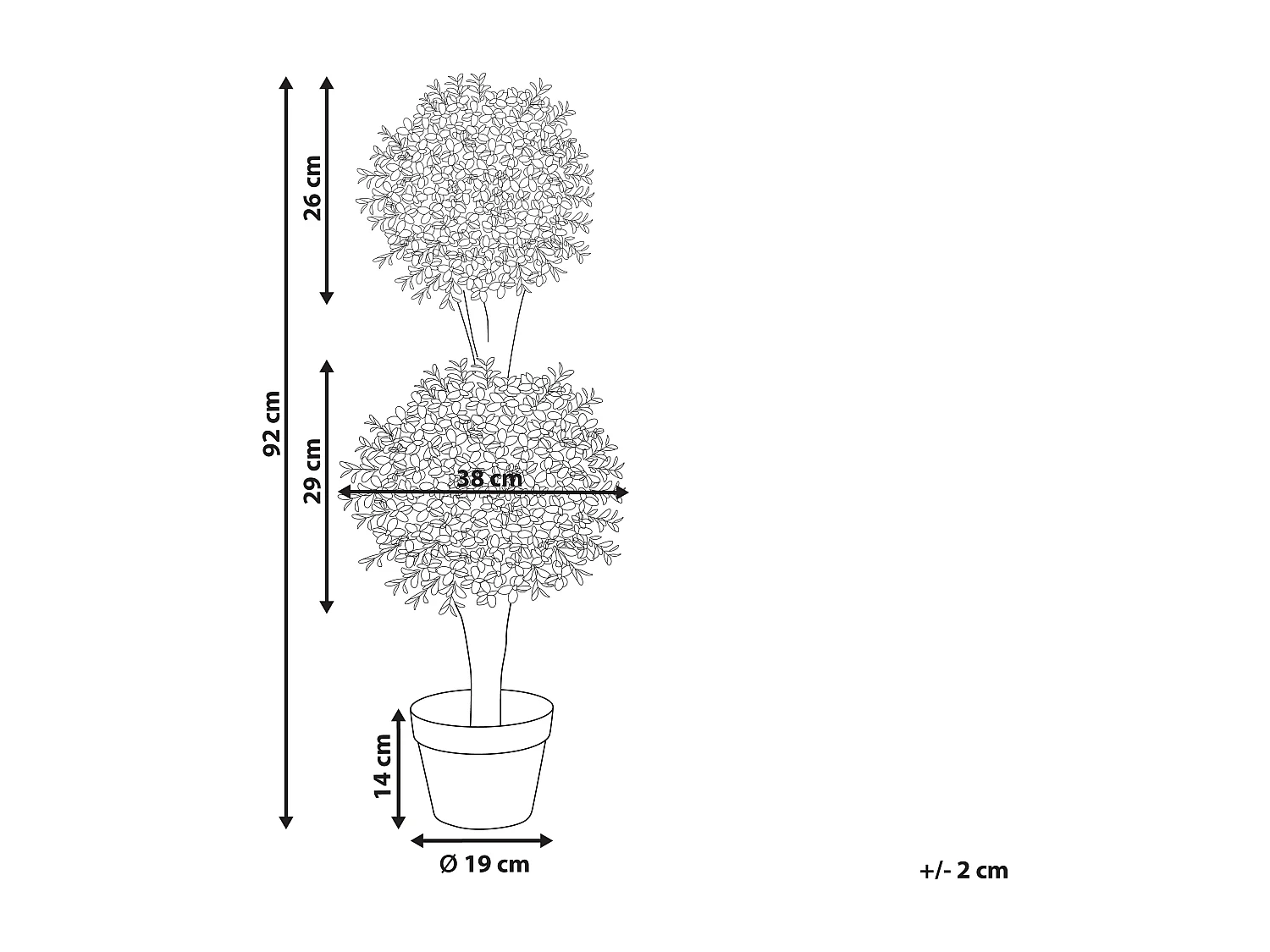 Pianta artificiale in vaso 92 cm BUXUS BALL TREE