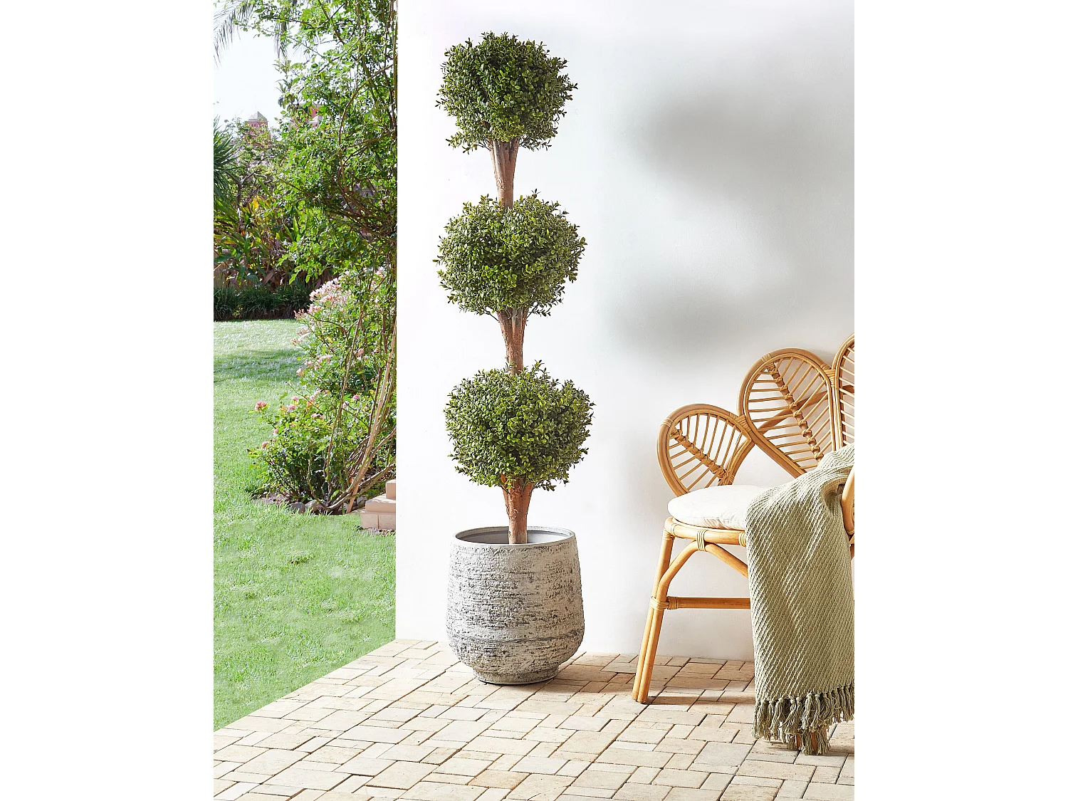 Kunstpflanze im Blumentopf 154 cm BUXUS BALL TREE