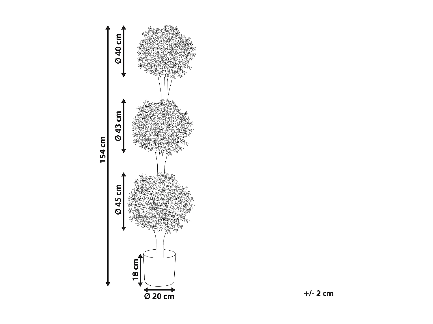 Kunstpflanze im Blumentopf 154 cm BUXUS BALL TREE