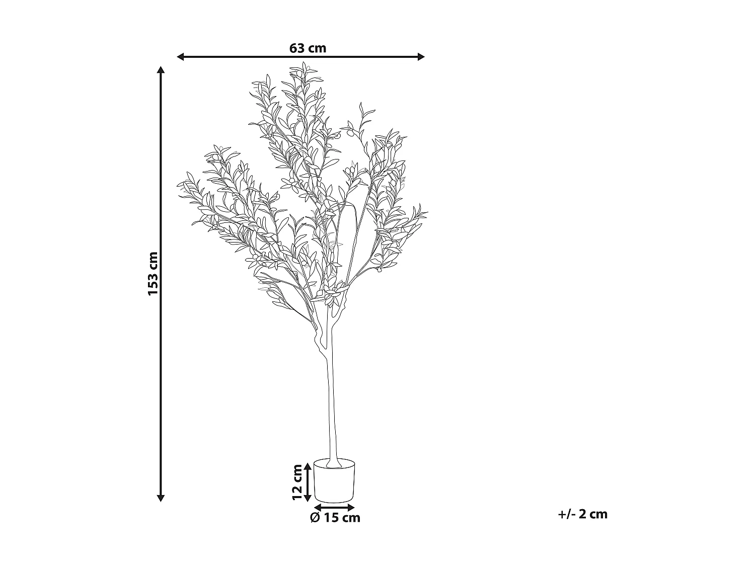 Kunstpflanze im Blumentopf 153 cm OLIVE TREE