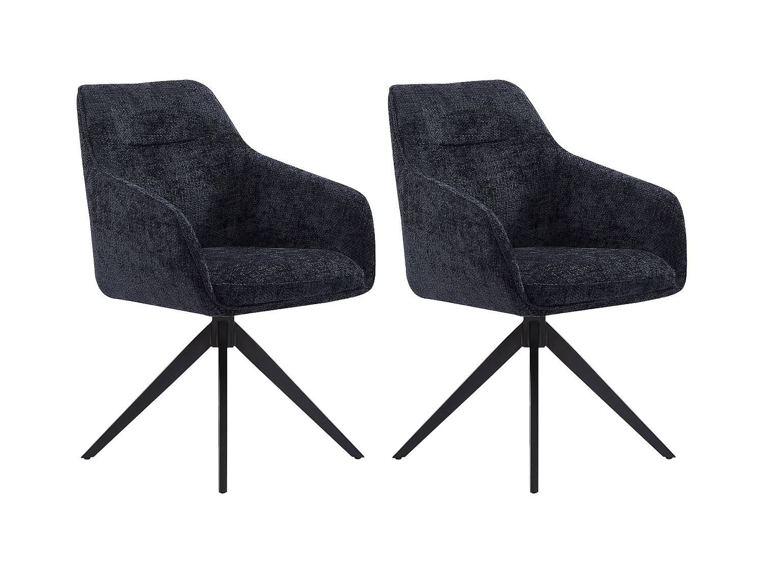 Set van 2 draaistoelen met armleuningen van stof met textuur - Zwart - MUSE van Maison Céphy