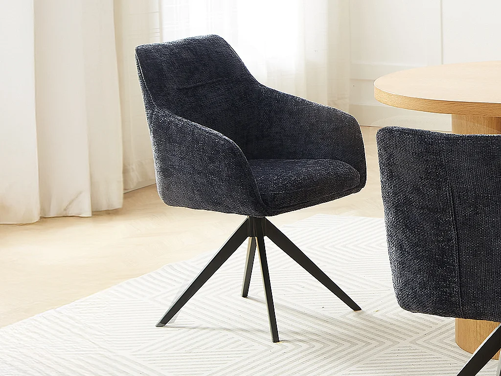 Set van 2 draaistoelen met armleuningen van stof met textuur - Zwart - MUSE van Maison Céphy