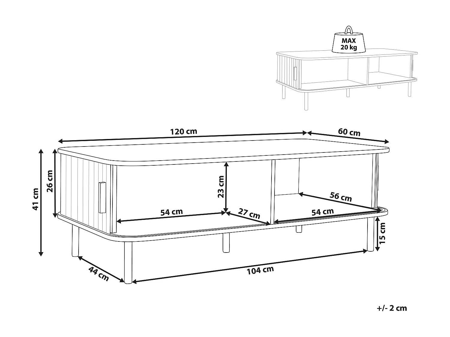 Table basse BRADLEY Marron avec rangement