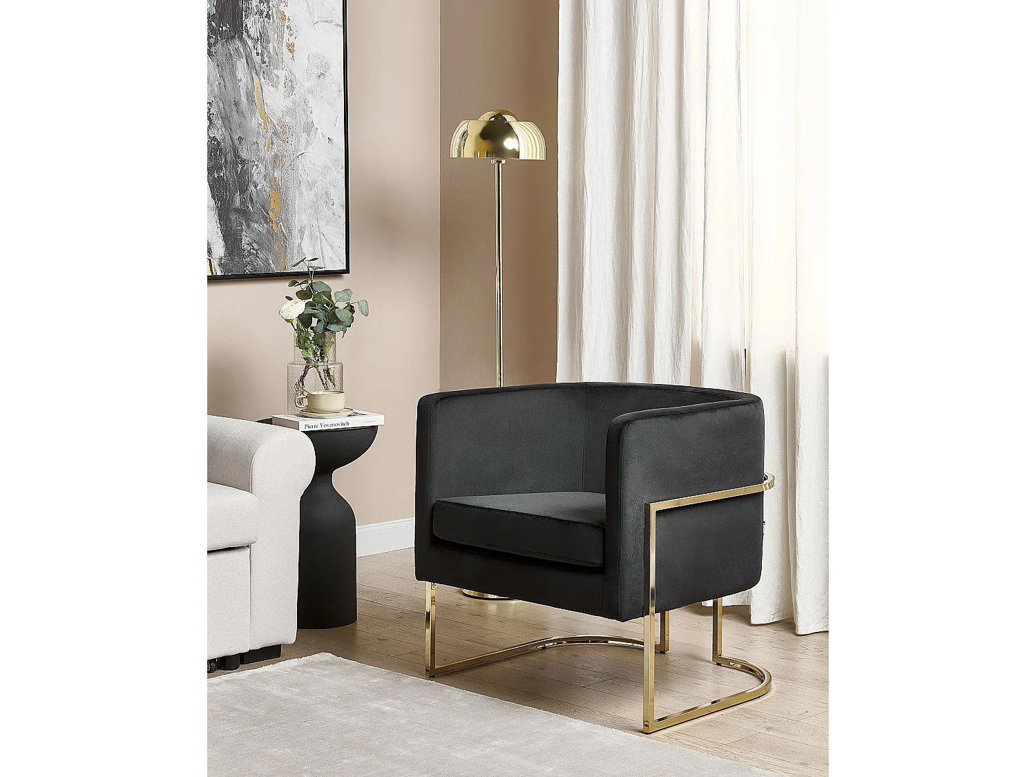 Fauteuil SIRKKA Fluweel Zwart