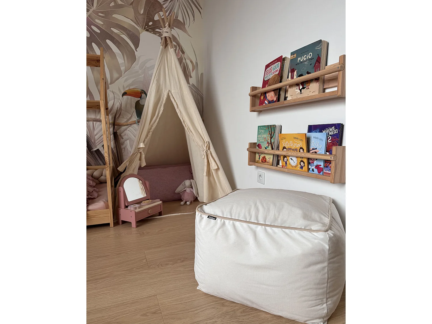 Puf DAREYN Terciopelo Beige claro 50 cm 50 cm 30 cm