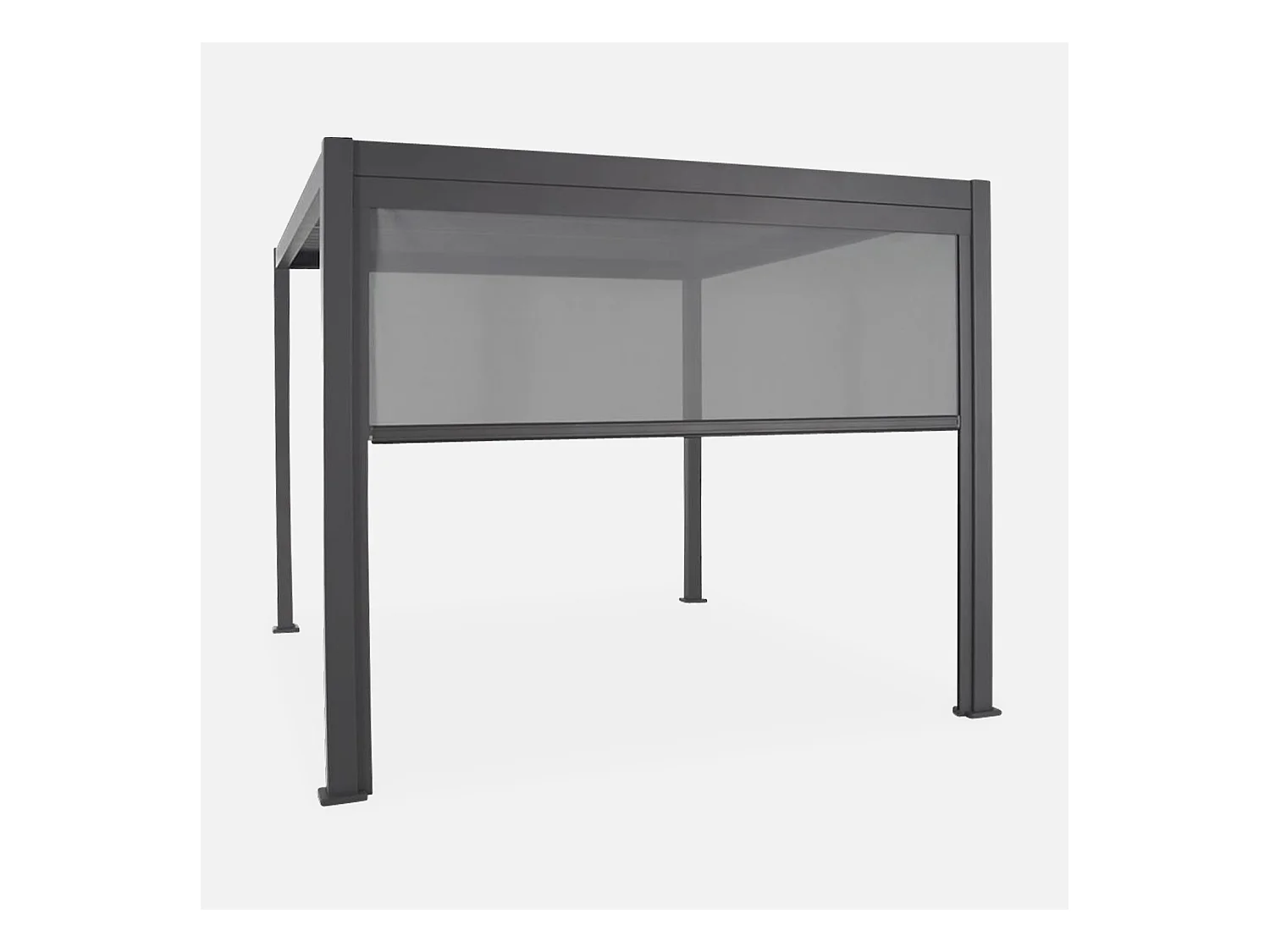 Pergola Bioclimatique gris anthracite – Triomphe – 300x400cm. aluminium. à lames orientables + store 300cm