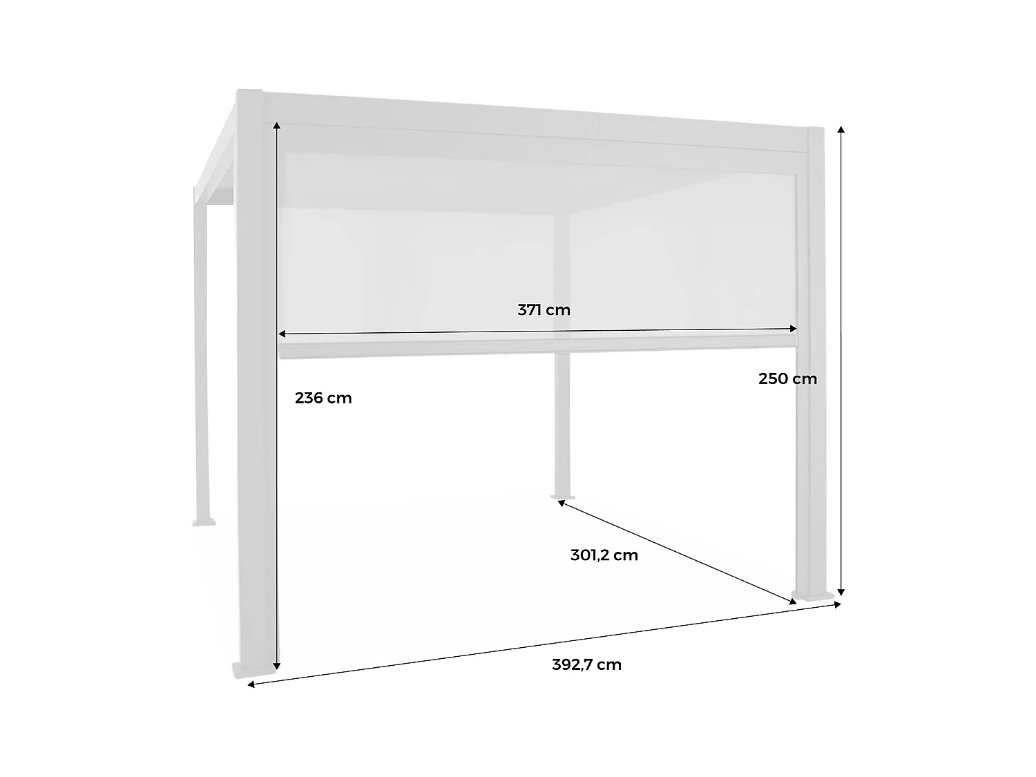 Pergola Bioclimatique gris anthracite – Triomphe – 300x400cm. aluminium. à lames orientables + store 300cm