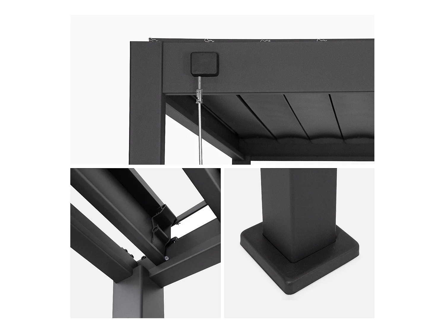Pergola Bioclimatique gris anthracite – Triomphe – 300x400cm. aluminium. à lames orientables + store 300cm