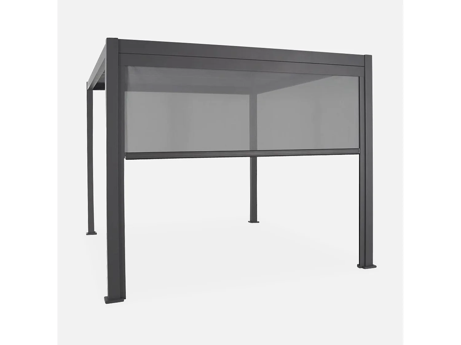 Pergola Bioclimatique gris anthracite – Triomphe – 300x400cm. aluminium. à lames orientables + store 300cm