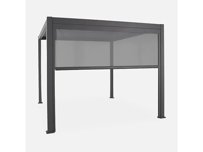 Pergola Bioclimatique gris anthracite – Triomphe – 300x400cm. aluminium. à lames orientables + store 300cm