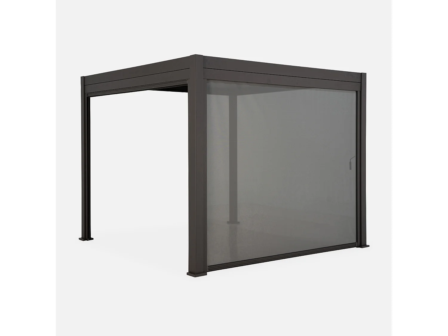Pergola Bioclimatique gris anthracite – Triomphe – 300x400cm. aluminium. à lames orientables + store 400cm
