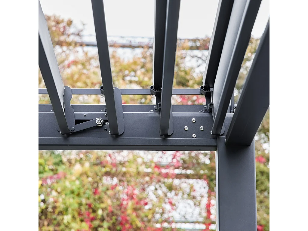 Pergola Bioclimatique gris anthracite – Triomphe – 300x400cm. aluminium. à lames orientables + store 400cm