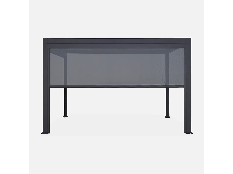 Pergola Bioclimatique gris anthracite – Triomphe – 300x400cm. aluminium. à lames orientables + store 400cm
