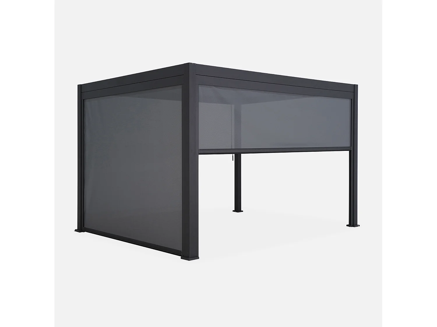 Pergola bioclimatica 3x4m in alluminio + tenda da 3m + tenda da 4m,