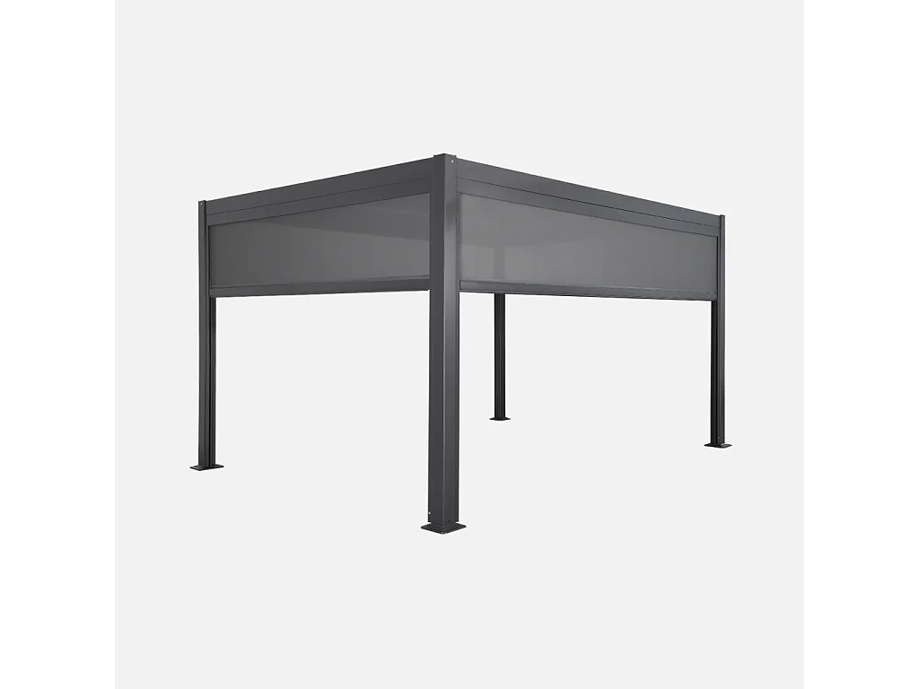 Pérgola bioclimática 3x4m con 2 toldos verticales de 3m y 4m antracita
