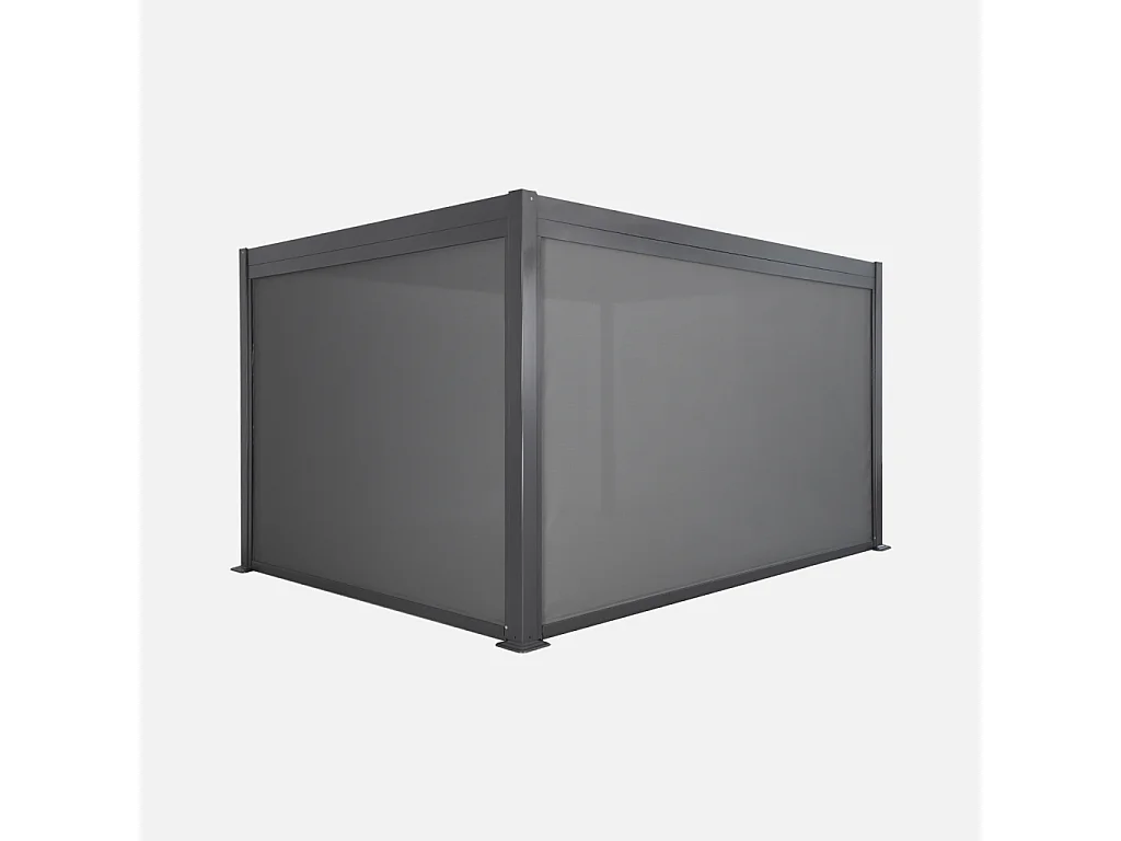 Pergola Bioclimatique gris anthracite 300 x 400cm. aluminium à lames orientables + store 300cm + store 400cm