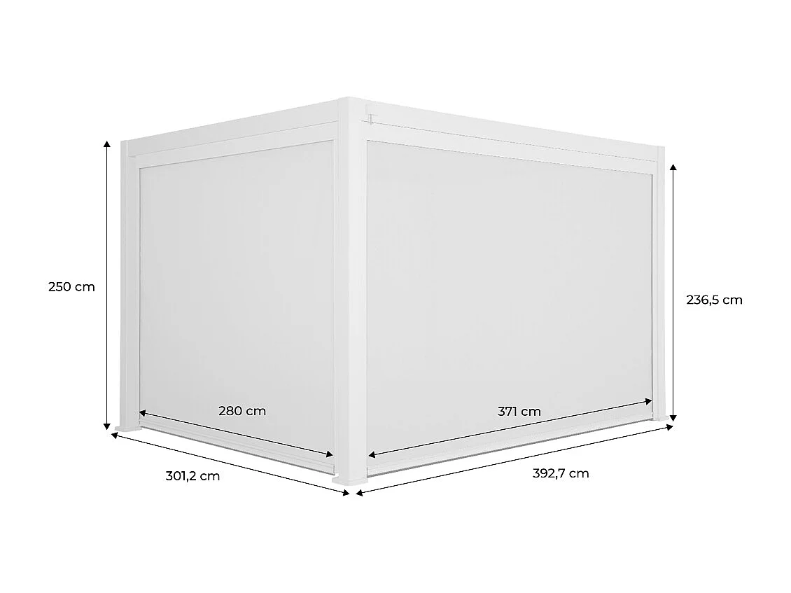 Pergola Bioclimatique gris anthracite 300 x 400cm. aluminium à lames orientables + store 300cm + store 400cm