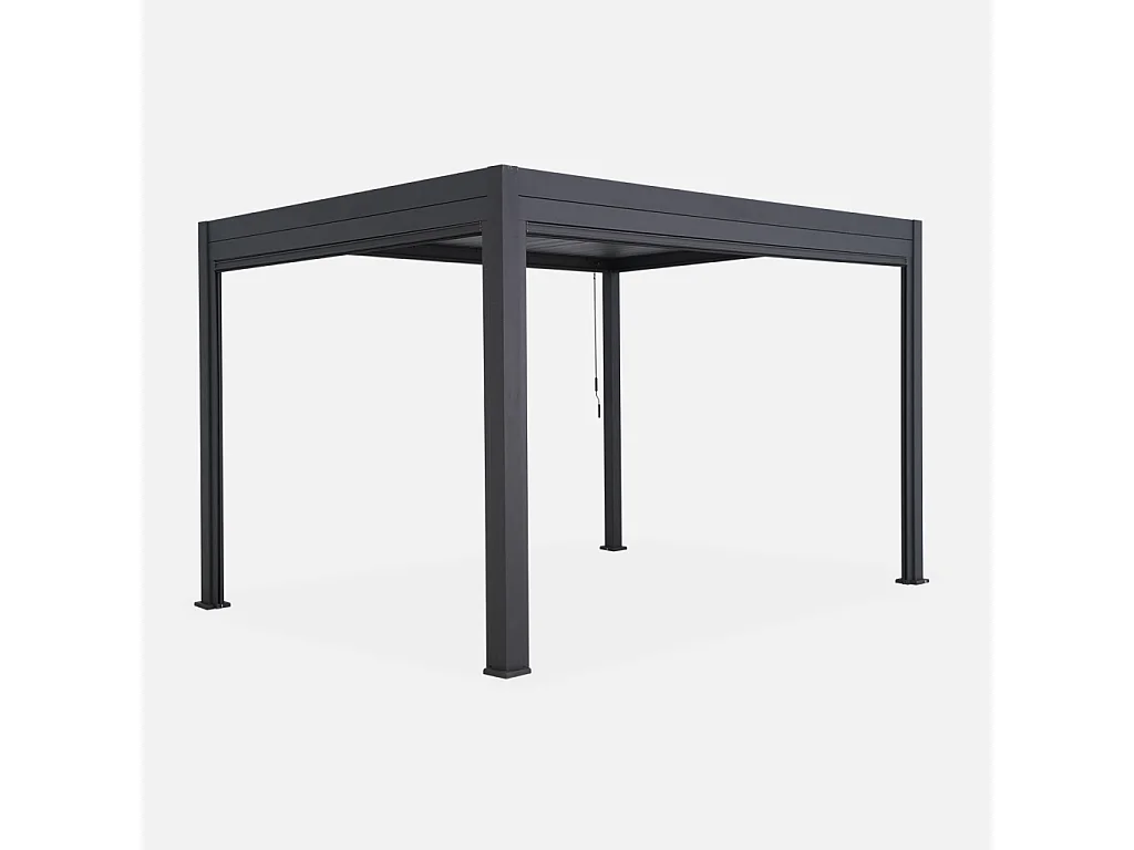 Pergola bioclimatica 3x4m in alluminio + tenda da 3m + tenda da 4m,