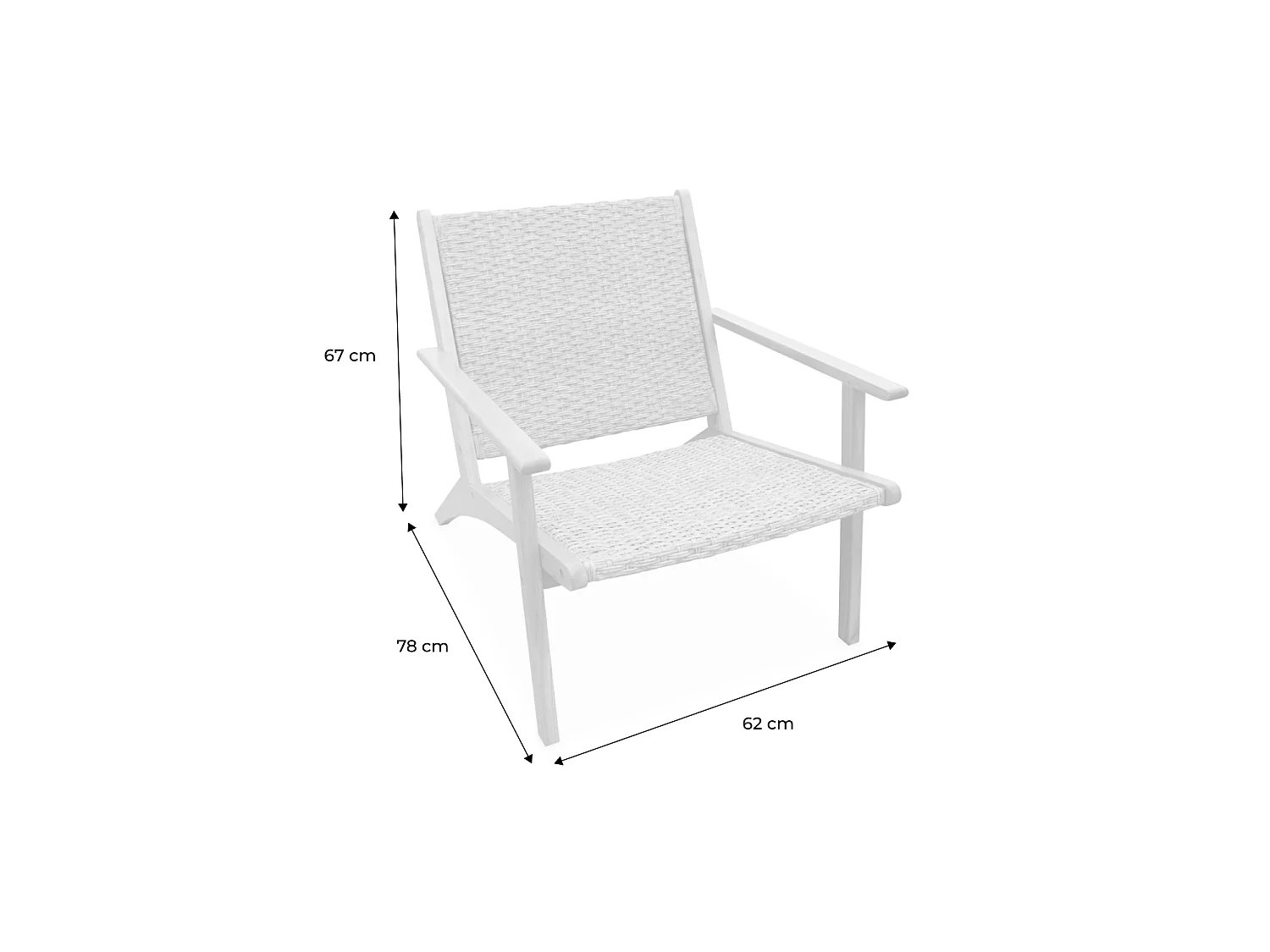 Lot de 2 fauteuils relax en bois et en résine effet paillage BELIZE 62 x 78 x 67 cm