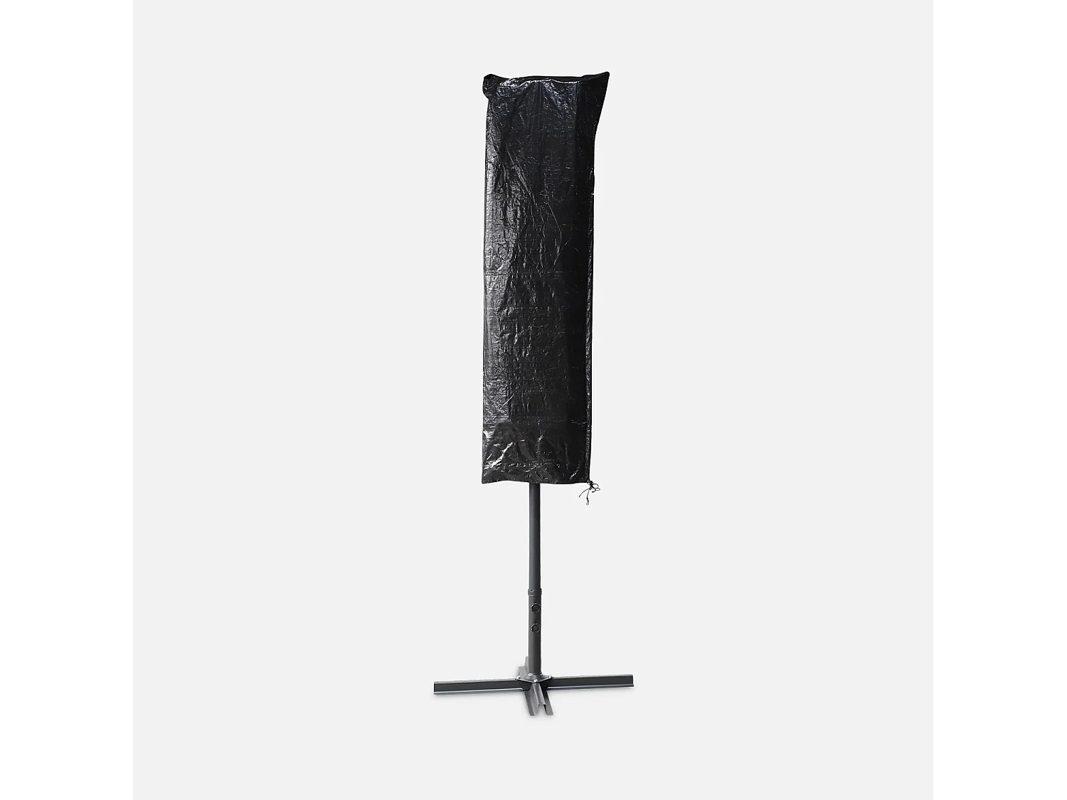 Parasol double taille XL (452 x 266 x 244.5cm) coloris anthracite à ouverture manuelle manivelle. avec mât central