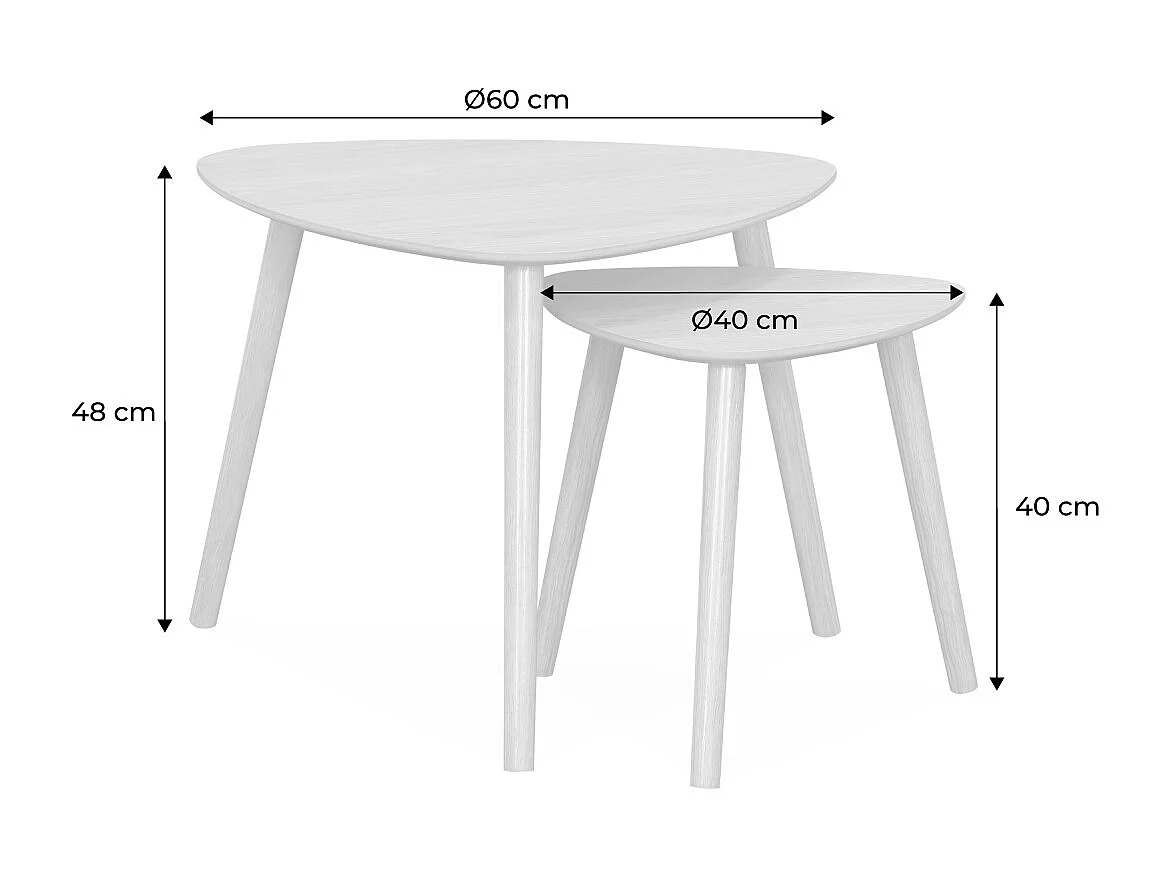 Lot de 2 tables gigognes style scandinave en MDF décor bois coloris naturel