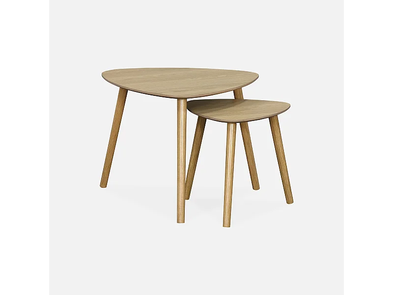 Lot de 2 tables gigognes style scandinave en MDF décor bois coloris naturel
