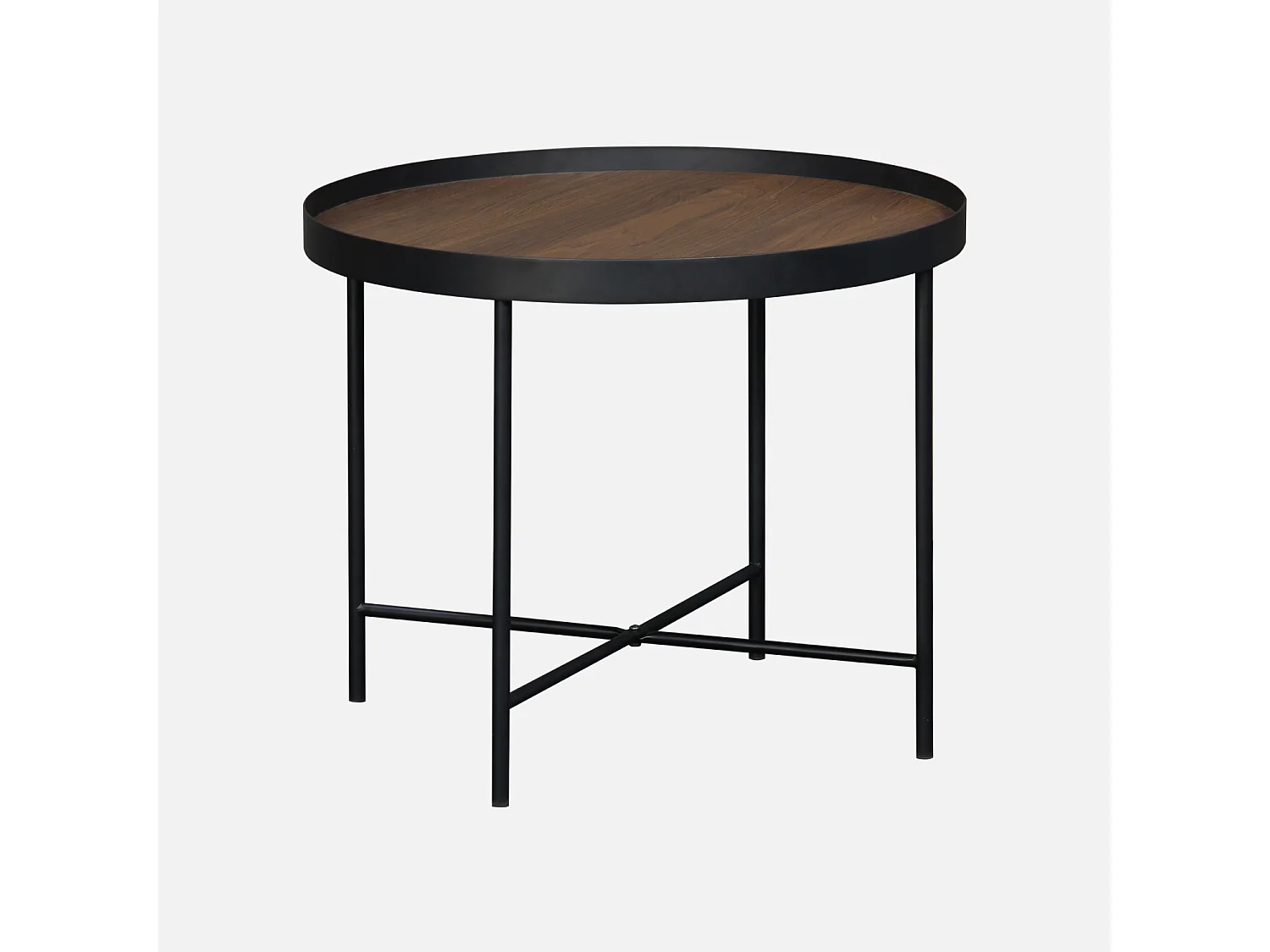 Tavolini rotondi con effetto legno, noce