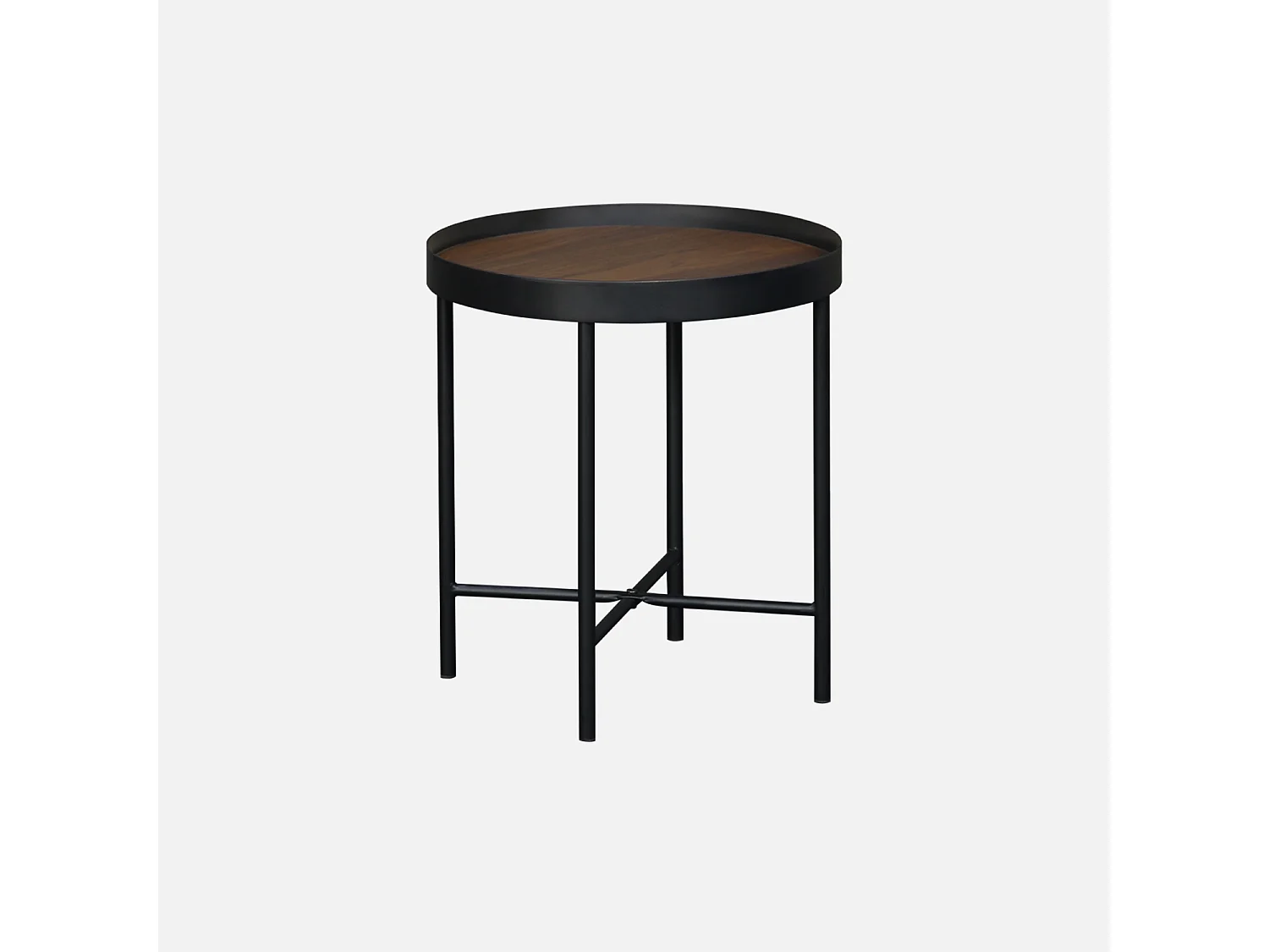 Tavolini rotondi con effetto legno, noce