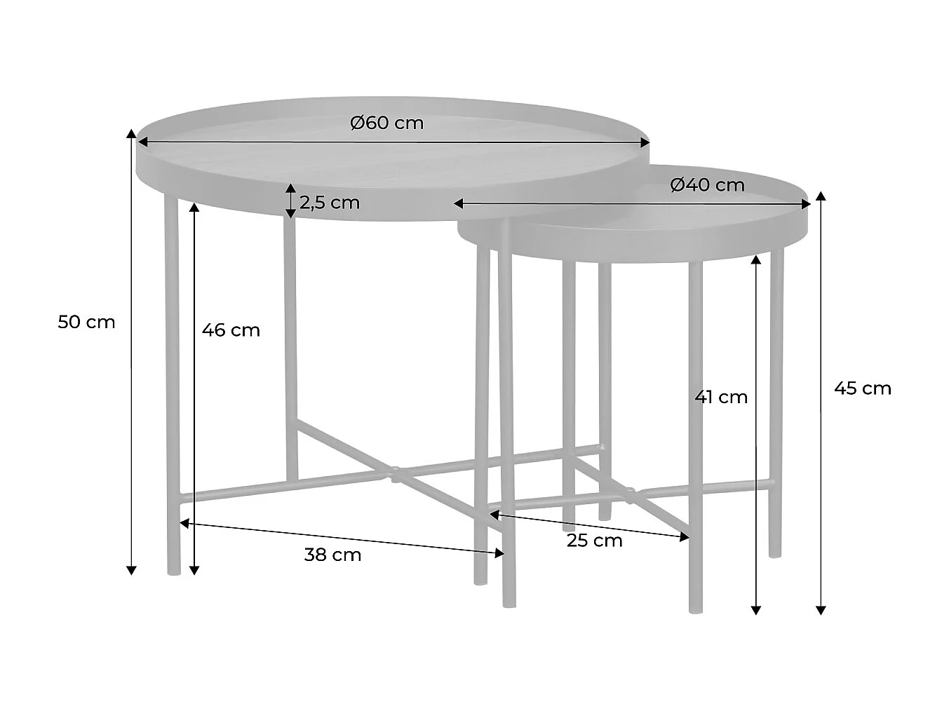 Tavolini rotondi con effetto legno, noce