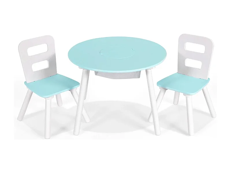 Ensemble Table avec 2 Chaises et Espace de Rangement pour Jouets 3-7 ans Vert