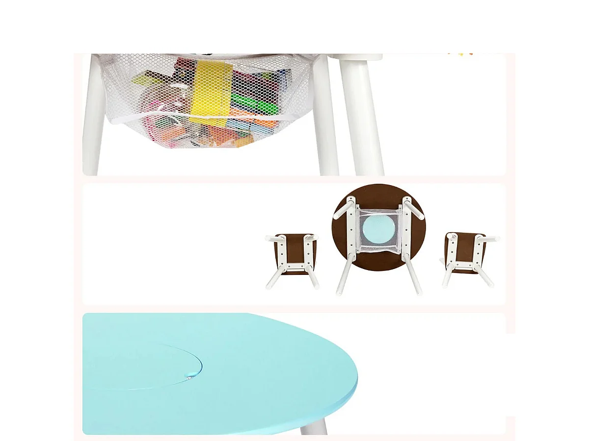 Ensemble Table avec 2 Chaises et Espace de Rangement pour Jouets 3-7 ans Vert