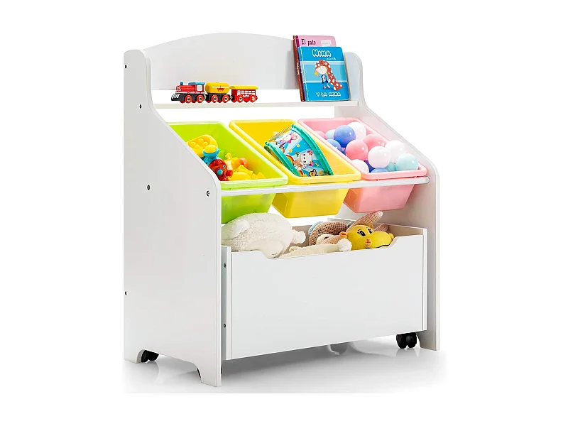 Spielzeugregal mit rollbarem Fach