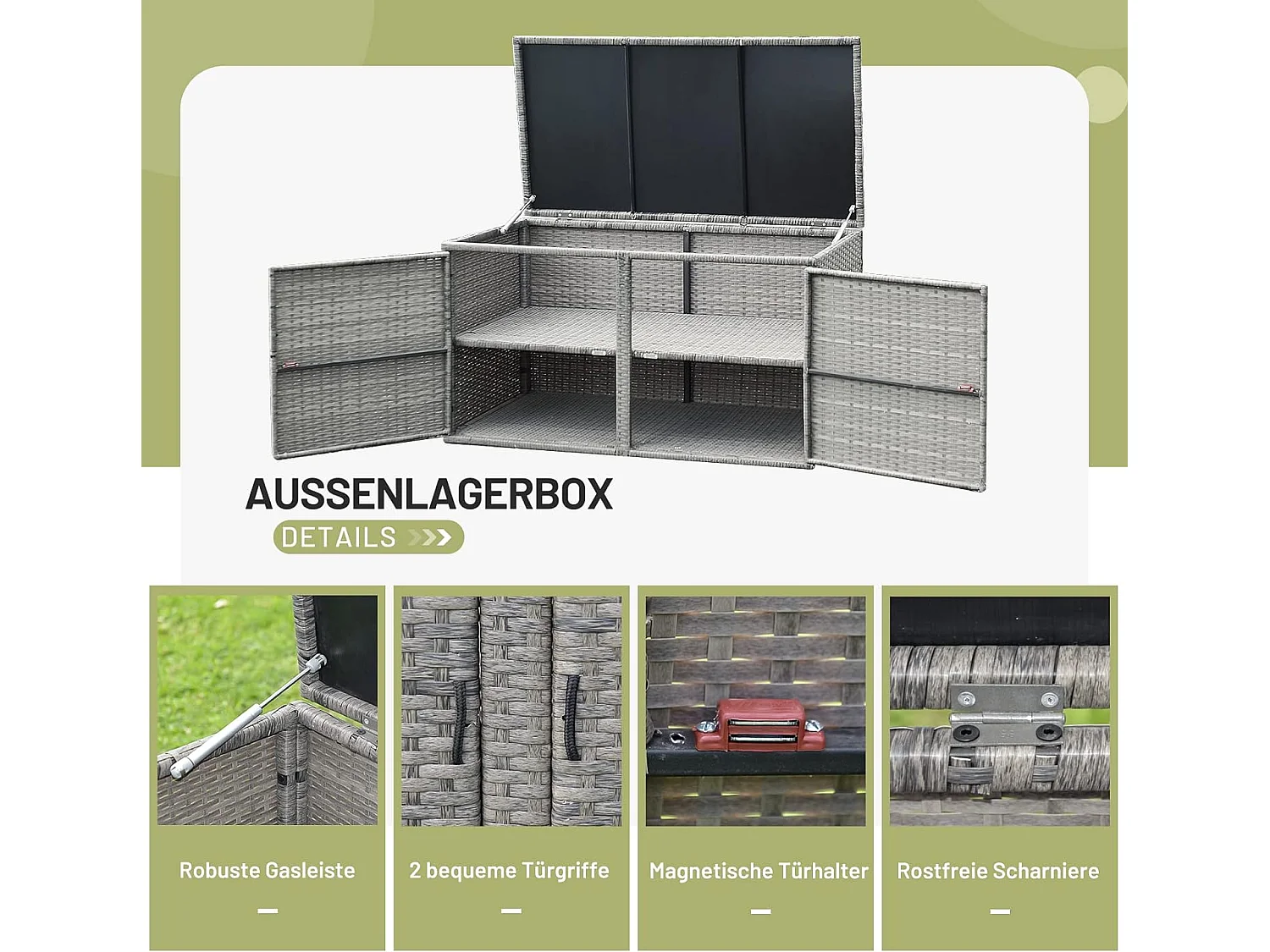 Auflagenbox Rattan 335L Stauraum