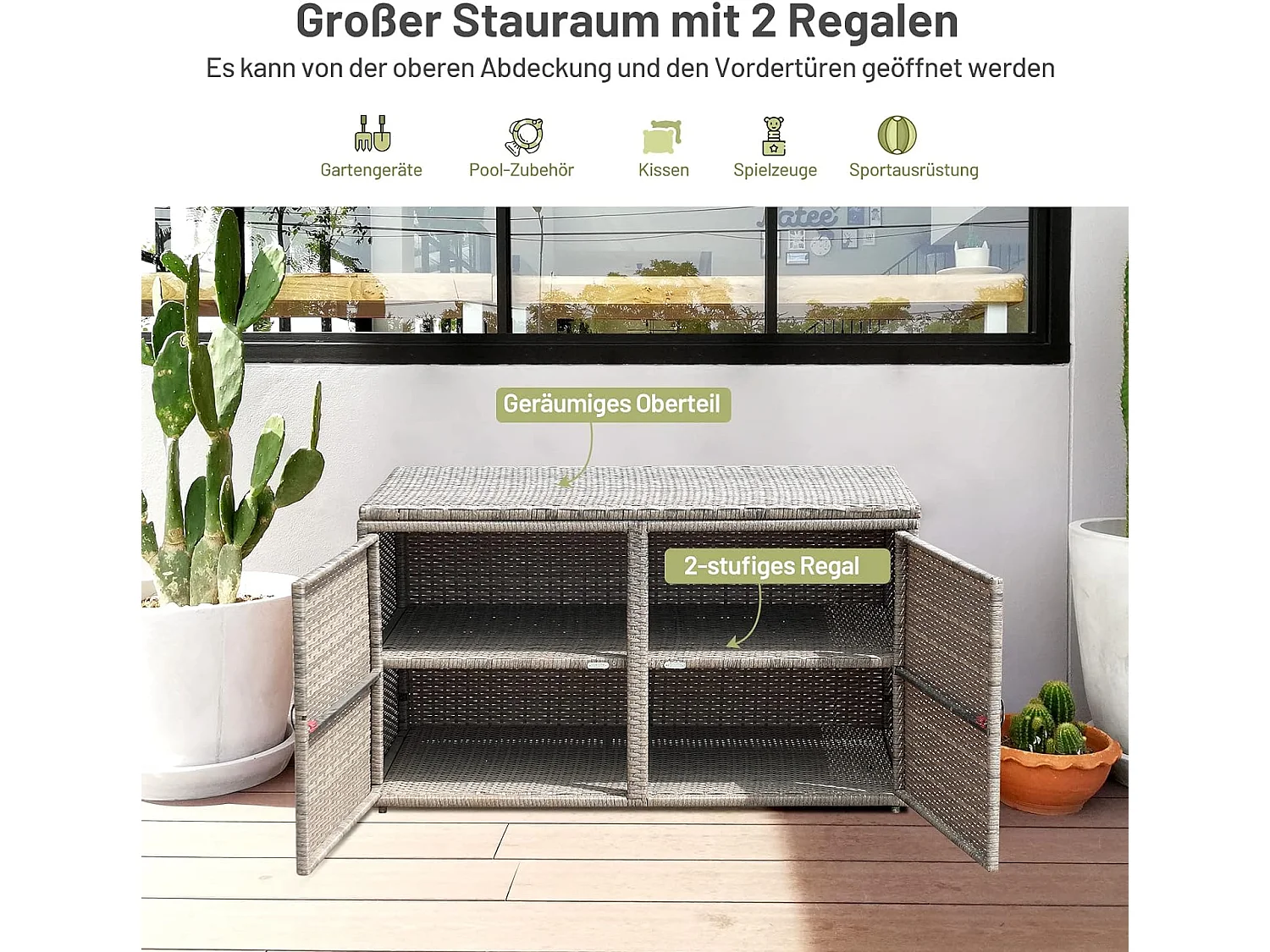 Auflagenbox Rattan 335L Stauraum