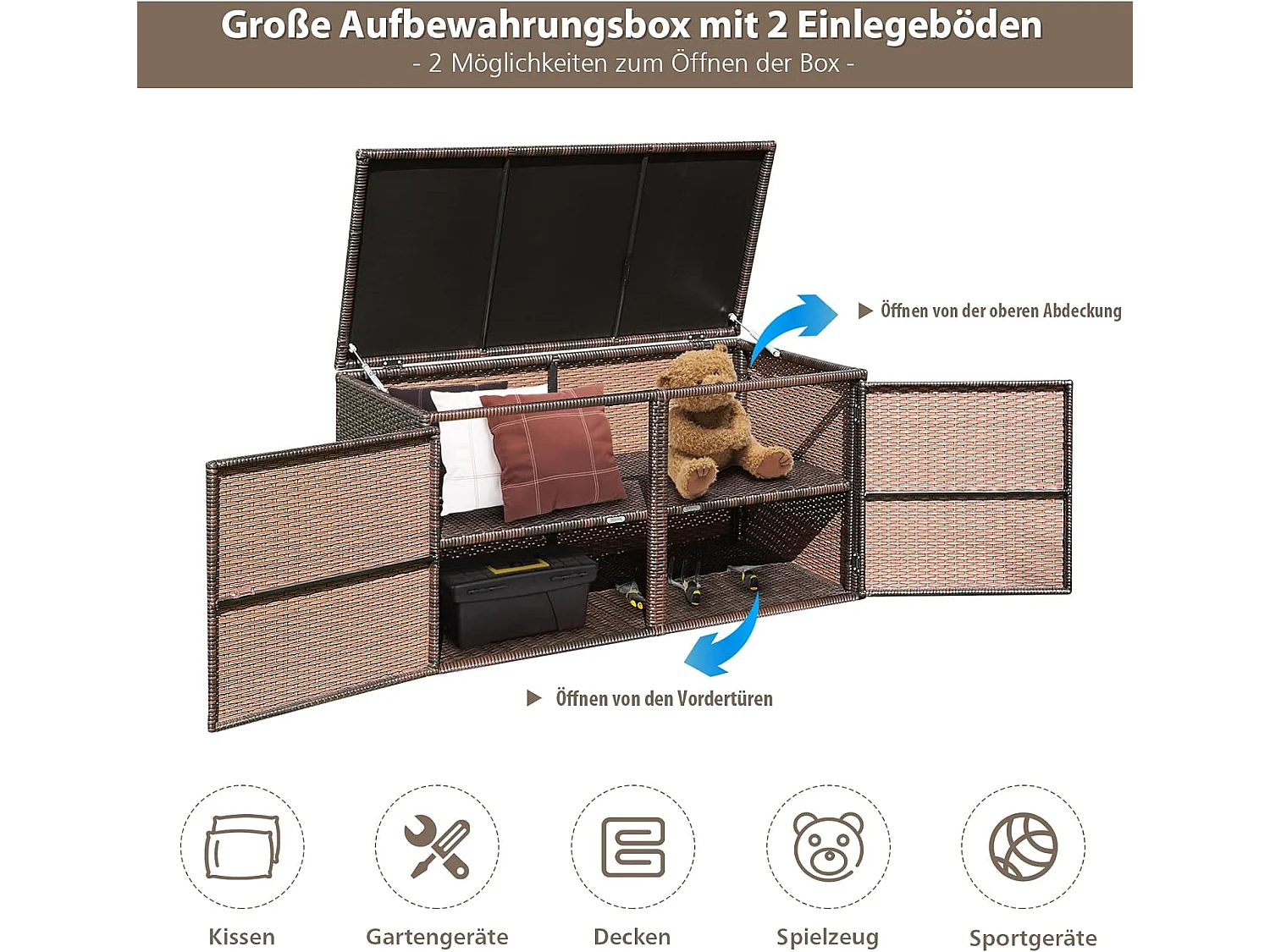Auflagenbox Rattan 335L Stauraum