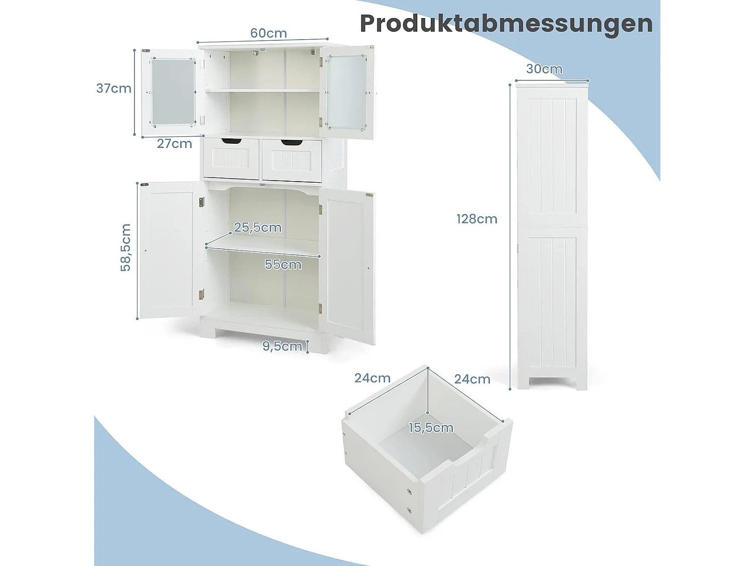 Badschrank mit 2 Schubladen