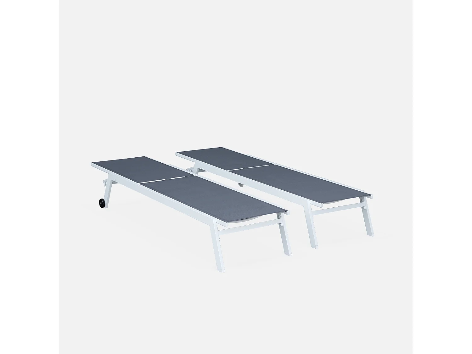 Tumbona de aluminio de multiposición con ruedas, set de 2 blanco