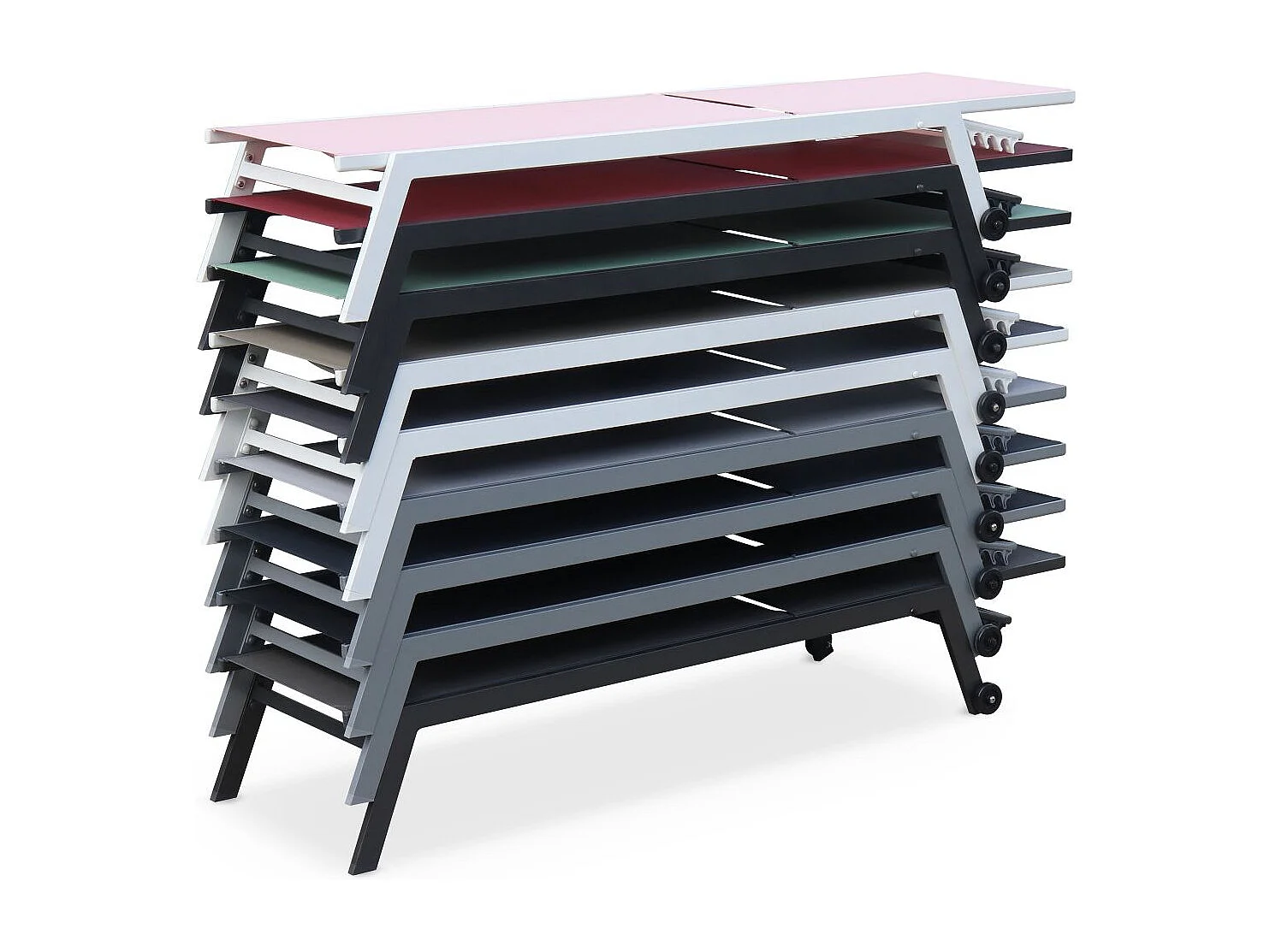 Tumbona de aluminio de multiposición con ruedas, set de 2 blanco