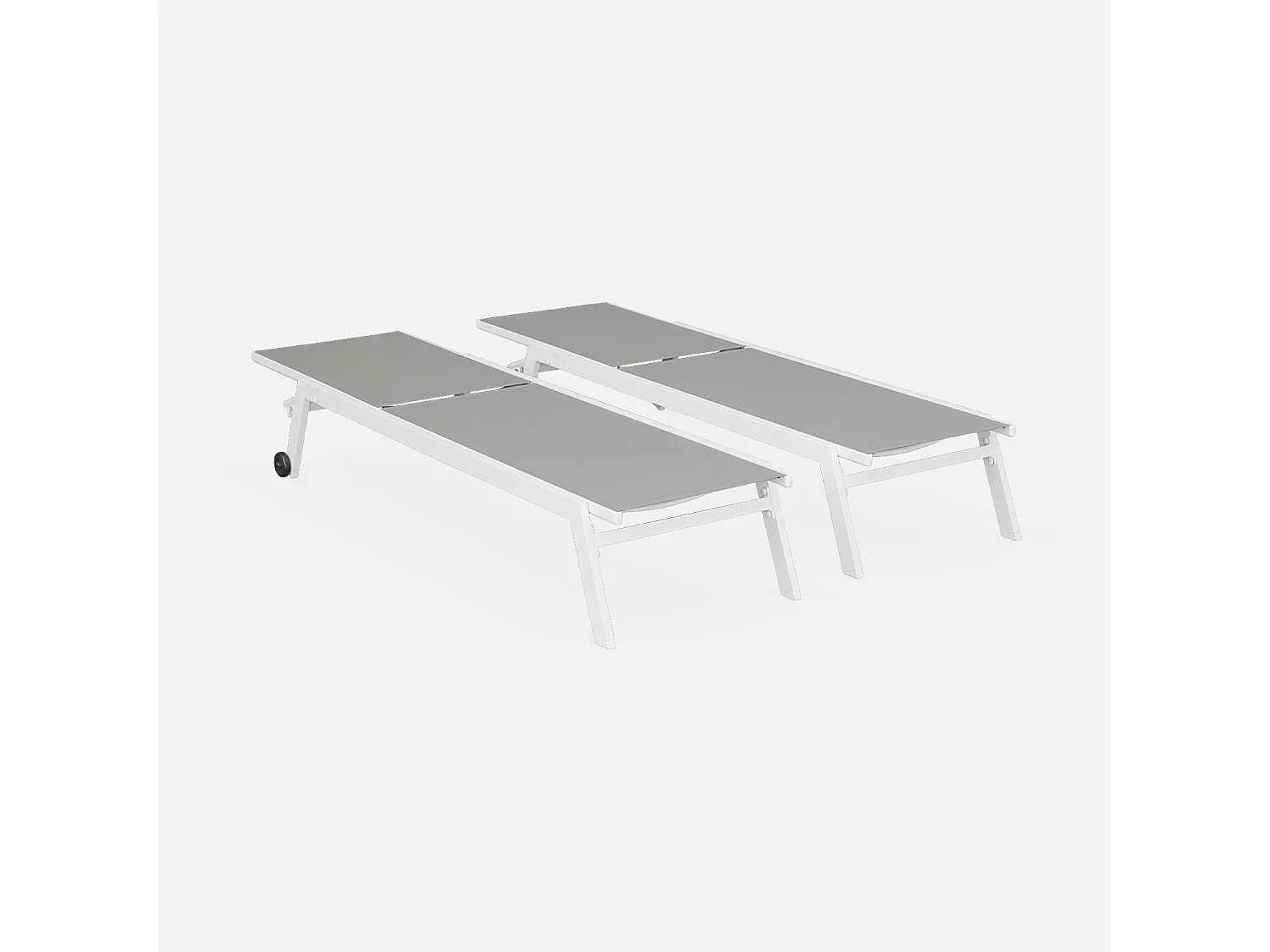 Set 2 lettini prendisole in alluminio e textilene multiposizione,