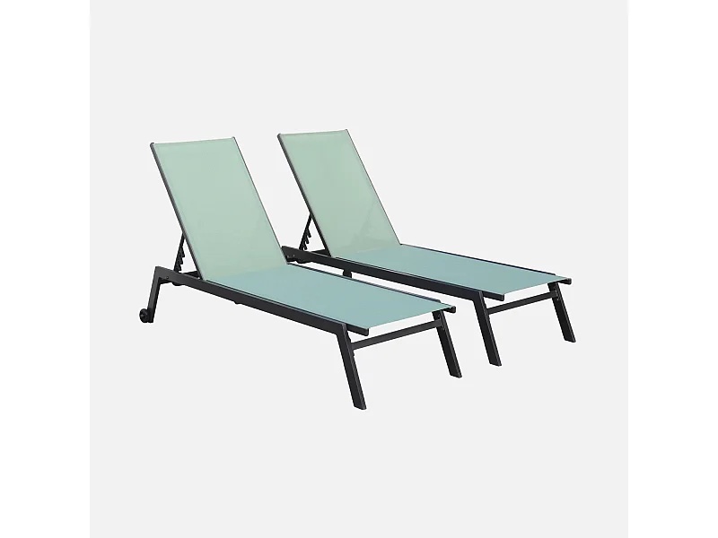 Set di 2 lettini prendisole in alluminio e textilene multiposizione,