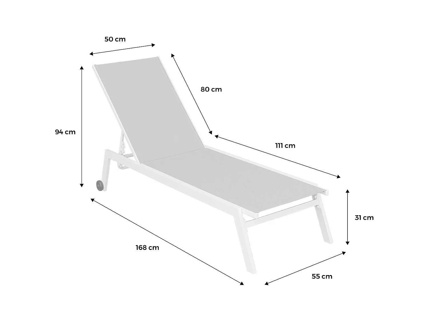 Lot de 2 bains de soleil ELSA en aluminium gris anthracite et textilène gris taupe. transats multi positions avec roulettes