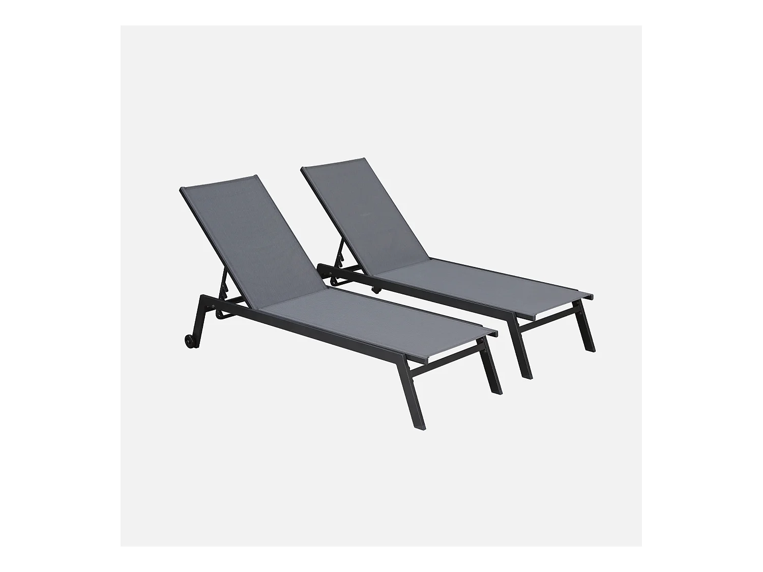 Tumbona de aluminio de multiposición con ruedas, set de 2 antracita