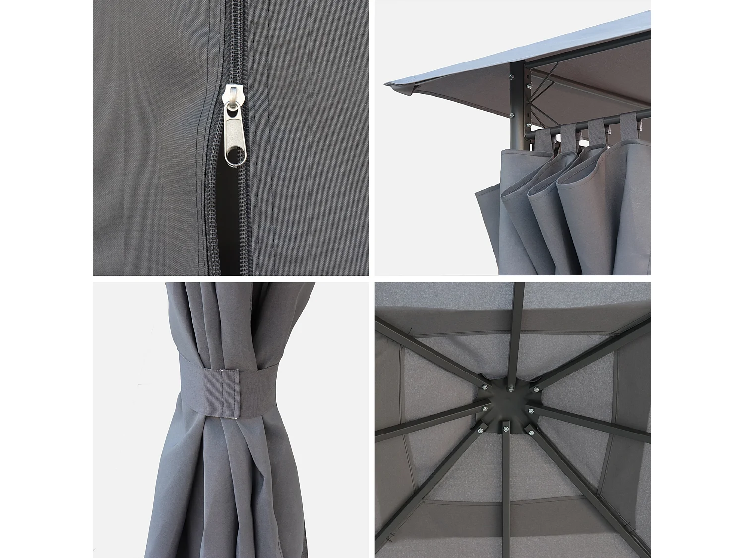 Tettoia + tende per pergolato elusa 3x3m, grigio