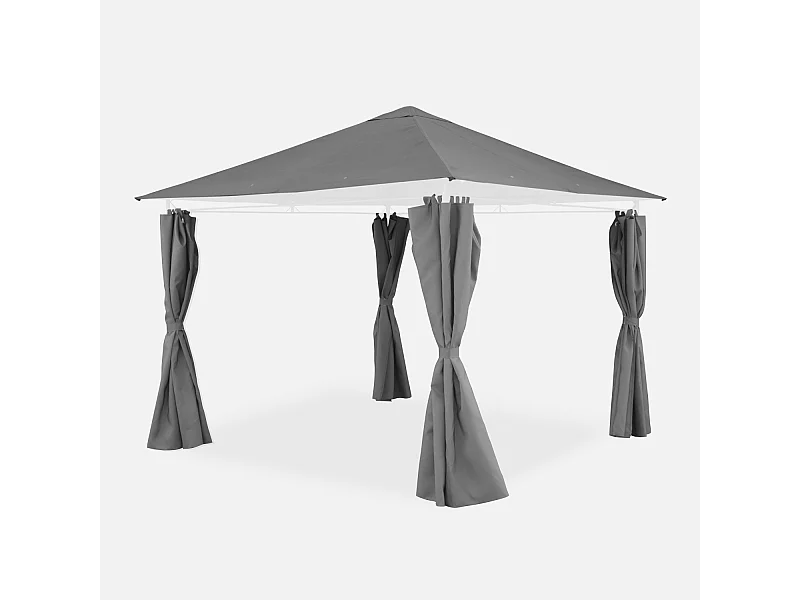 Tettoia + tende per pergolato elusa 3x3m, grigio