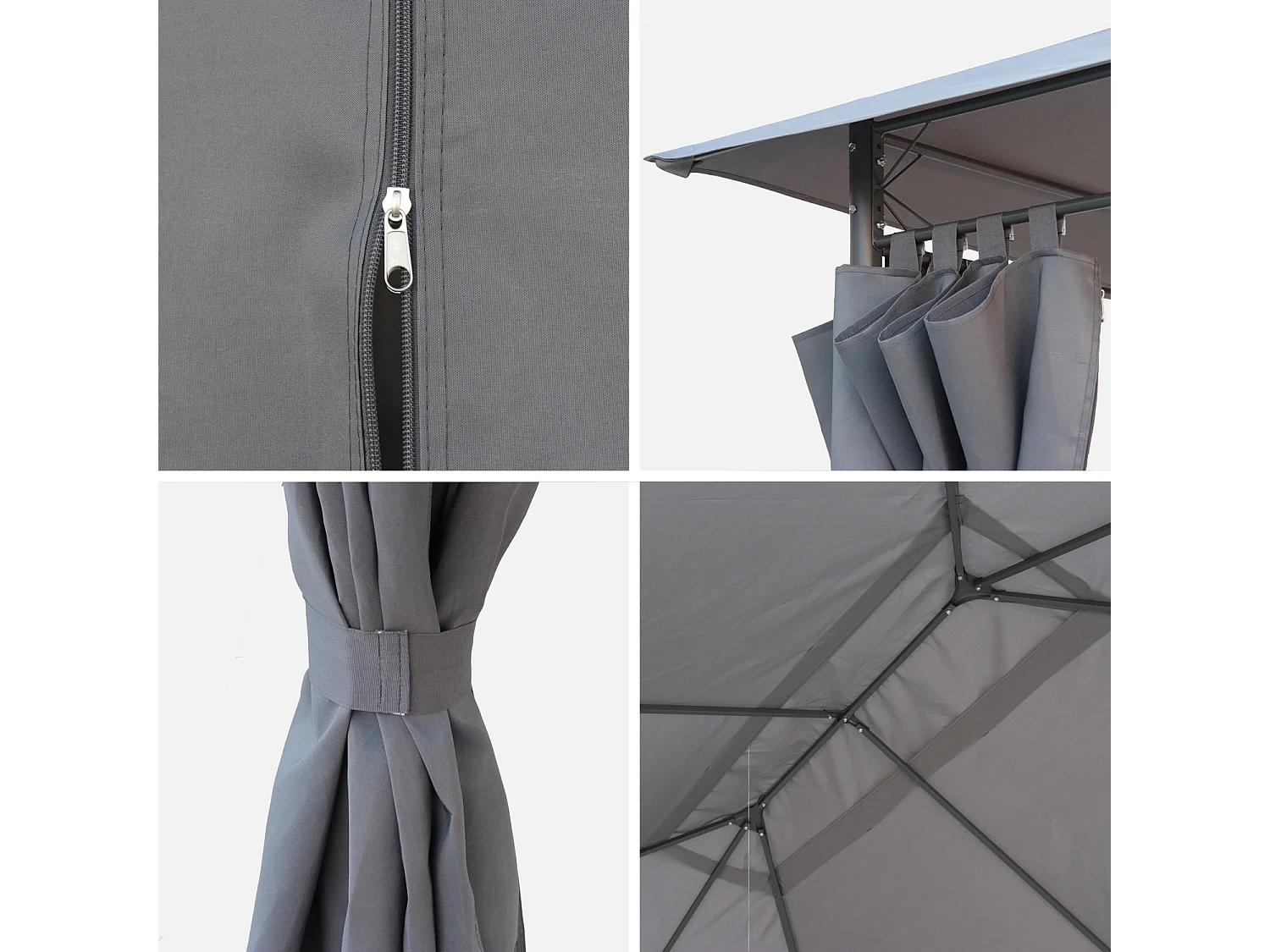 Tela de techo con cortinas 3x4m gris