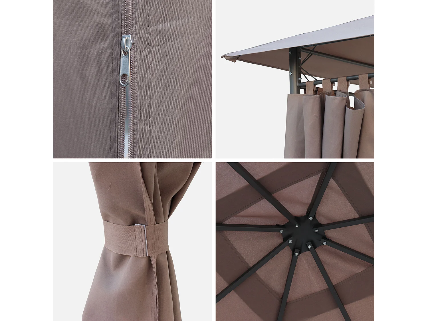 3x3m pergola da giardino  struttura in alluminio con tende scorrevoli,