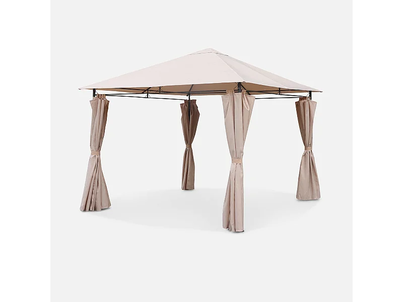 Pergola da giardino 3x3m struttura in alluminio con tende scorrevoli,