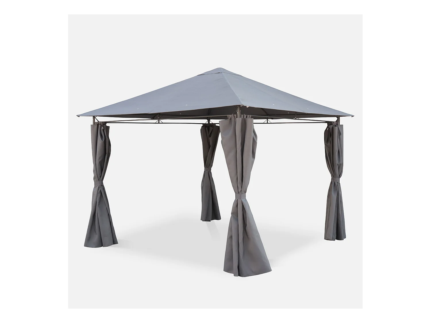 Tonnelle 3x3 m - Elusa - Toile grise - Pergola avec rideaux. tente de jardin. barnum. chapiteau. réception