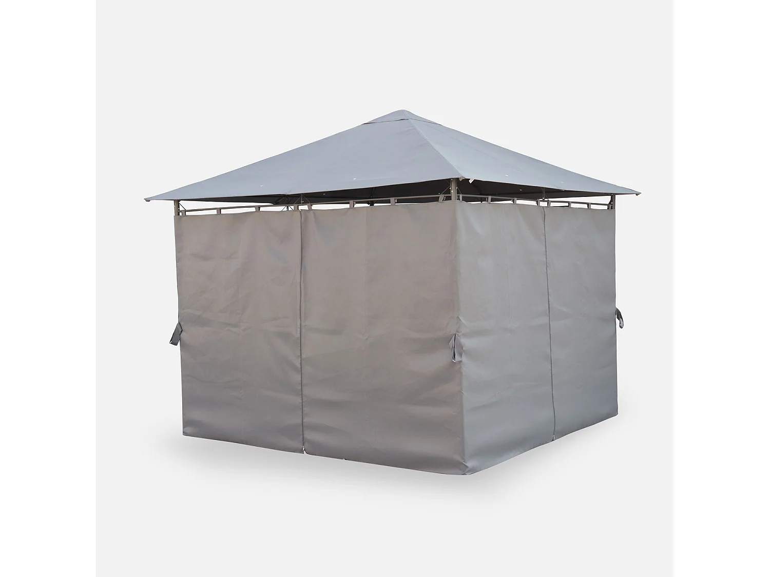 Tonnelle 3x3 m - Elusa - Toile grise - Pergola avec rideaux. tente de jardin. barnum. chapiteau. réception